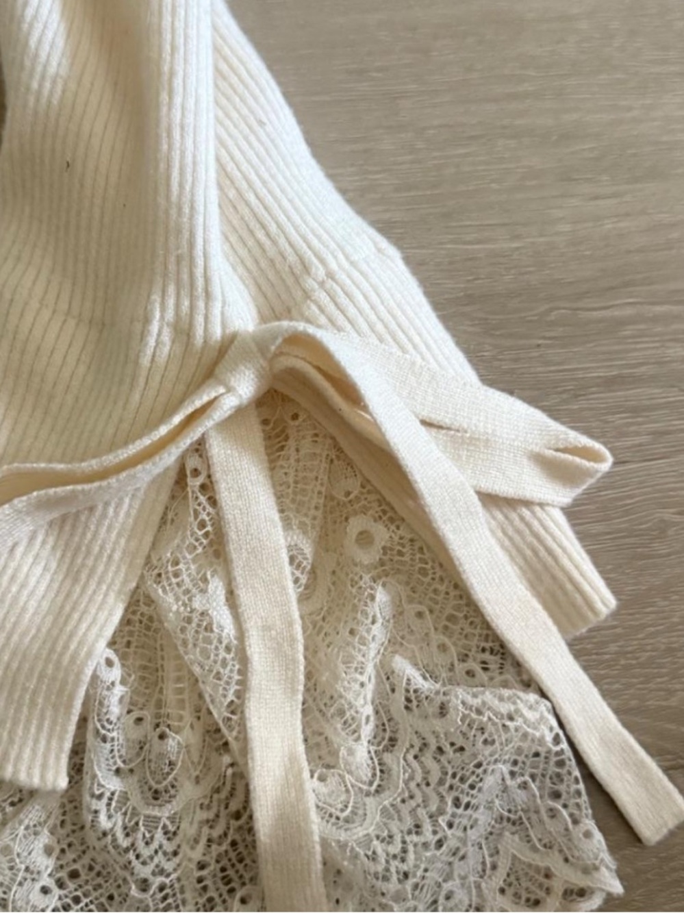 Altar'd State Cream Ruffled Ribbed Top - Picture 5 of 5